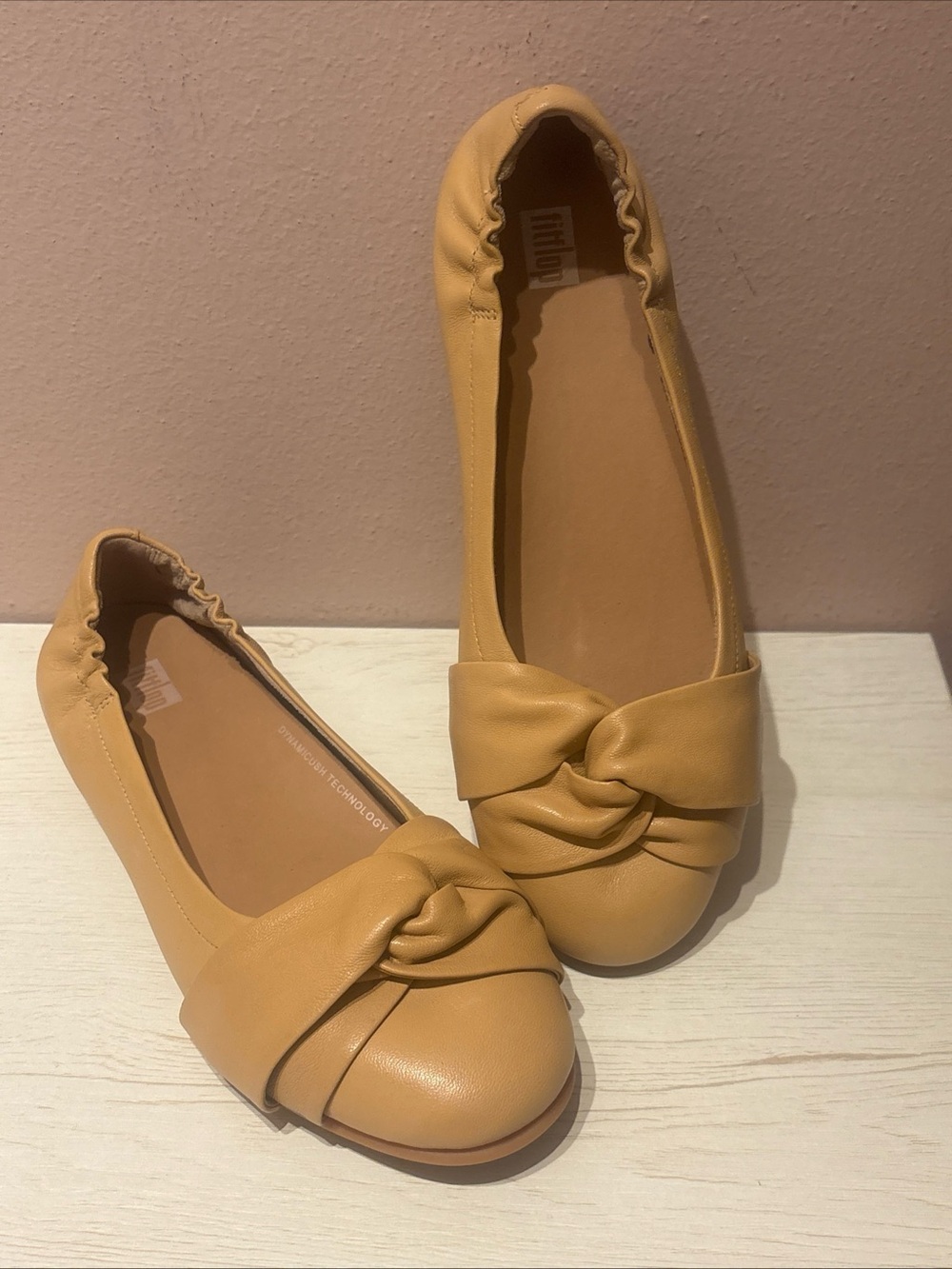 FitFlop Allegro Knot Leather Ballet Flats Tan  Sz 8 Shoes